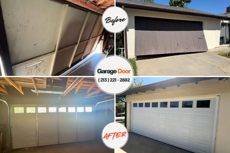 Before and after: garage door repair Medford, OR